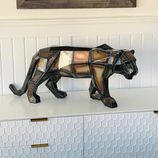 Petit tigre en métal – Sculpture style origami low poly