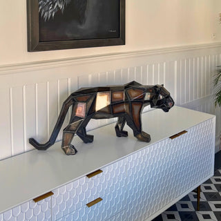 Petit tigre en métal – Sculpture style origami low poly