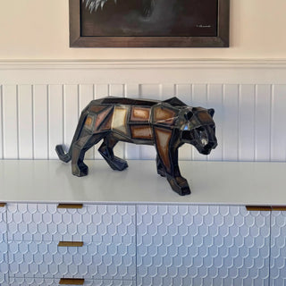 Petit tigre en métal – Sculpture style origami low poly