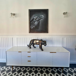 Petit tigre en métal – Sculpture style origami low poly