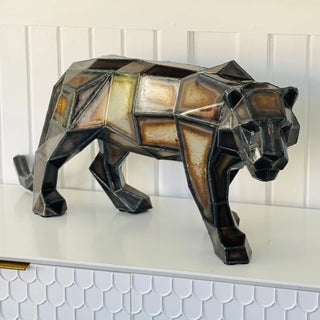 Petit tigre en métal – Sculpture style origami low poly