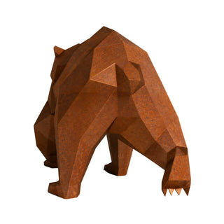 Sculpture ours en métal au style origami fabriquée par l'artiste Cyril Maire