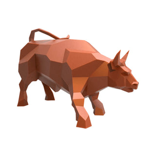 Taureau en acier, sculpture d'art métallique artisanale d'un taureau fabriquée par Cyril Maire