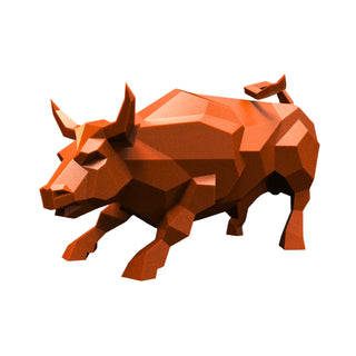 Taureau en acier, sculpture d'art métallique artisanale d'un taureau fabriquée par Cyril Maire