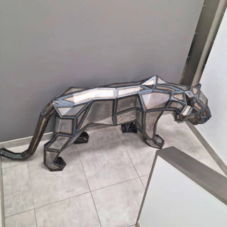 Grand tigre en métal – Sculpture style origami low poly