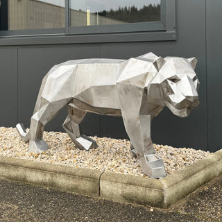 Grand tigre en métal – Sculpture style origami low poly