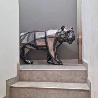 Grand tigre en métal – Sculpture style origami low poly
