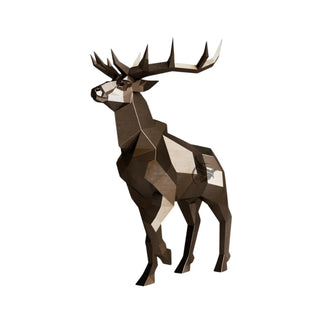 Sculpture d'un cerf en métal, statue d'un cerf grandeur nature style origami