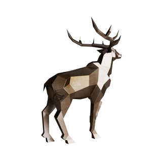Sculpture d'un cerf en métal, statue d'un cerf grandeur nature style origami