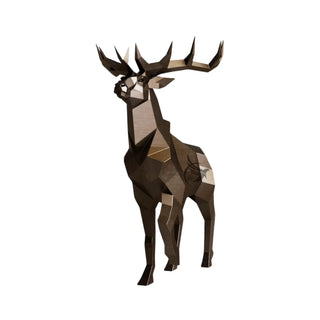 Sculpture d'un cerf en métal, statue d'un cerf grandeur nature style origami