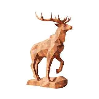 Sculpture d'un cerf en métal, statue d'un cerf grandeur nature style origami