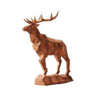 Sculpture d'un cerf en métal, statue d'un cerf grandeur nature style origami