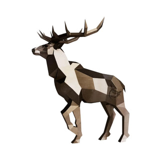 Sculpture d'un cerf en métal, statue d'un cerf grandeur nature style origami