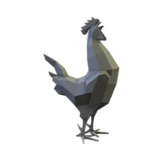 Coq en acier, sculpture d'art métallique artisanale d'un coq fabriquée par Cyril Maire