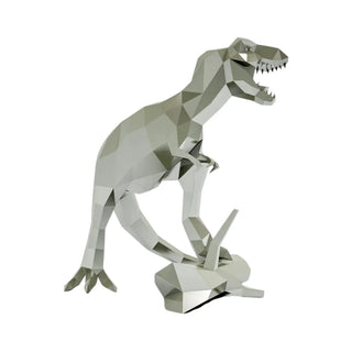 T-rex en acier, sculpture d'art métallique artisanale d'un t-rex fabriquée par Cyril Maire