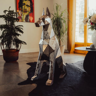 Statue dobermann en métal