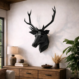 Sculpture murale d'une tête de cerf en métal, statue d'une tête de cerf