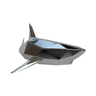 Requin en acier, sculpture d'art métallique artisanale d'un requin fabriqué par l'artiste Cyril Maire