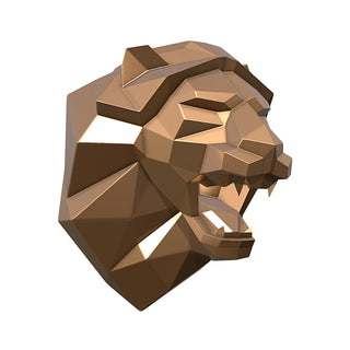 Tête de lion en métal, sculpture d'art d'une tête de lion métallique fabriquée par Cyril Maire