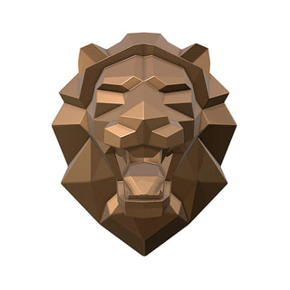 Tête de lion en métal, sculpture d'art d'une tête de lion métallique fabriquée par Cyril Maire