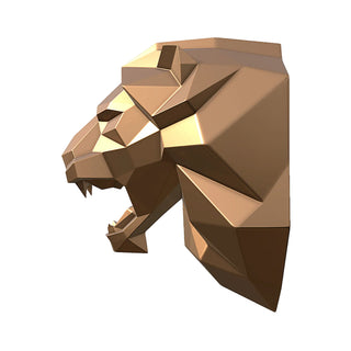 Tête de lion en métal, sculpture d'art d'une tête de lion métallique fabriquée par Cyril Maire