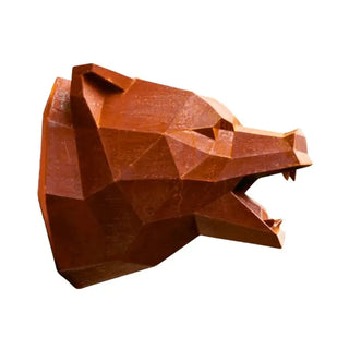 Tête d'ours en métal, sculpture murale d'une tête d'ours fabriquée par Cyril Maire