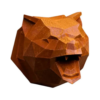 Tête d'ours en métal, sculpture murale d'une tête d'ours fabriquée par Cyril Maire