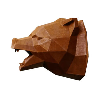 Tête d'ours en métal, sculpture murale d'une tête d'ours fabriquée par Cyril Maire