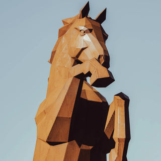 Statue d'un cheval en acier Corten - Sculpture en métal d'un cheval de 2,5 mètres de haut