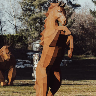 Statue d'un cheval en acier Corten - Sculpture en métal d'un cheval de 2,5 mètres de haut