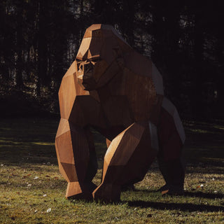Statue XXL d'un gorille en acier Corten - Sculpture en métal d'un gorille de 2 mètres de haut