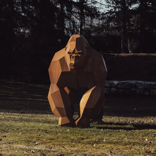 Statue XXL d'un gorille en acier Corten - Sculpture en métal d'un gorille de 2 mètres de haut