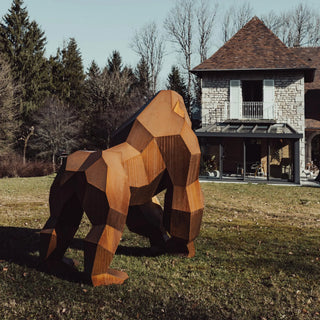 Statue XXL d'un gorille en acier Corten - Sculpture en métal d'un gorille de 2 mètres de haut