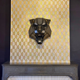 Sculpture d'art d'une tête de tigre en acier de style origami fabriqué par l'artiste Cyril Maire