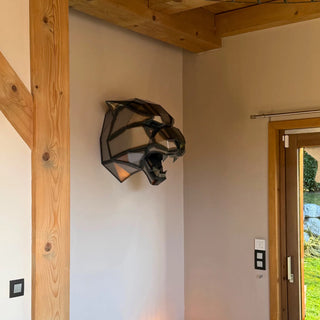 Tête de tigre en métal - Sculpture d'art de style origami / low poly