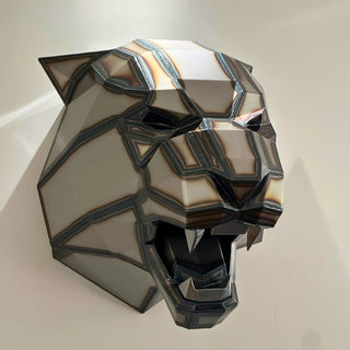 Sculpture en acier d'une tête de tigre métalliques